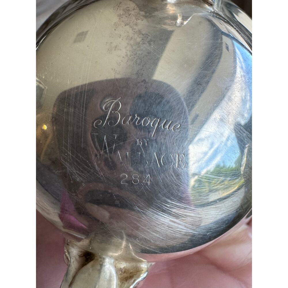 Vintage Wallace Baroque Silverplate Creamer 284 Ornate Rococo Style Footed - Picture 3 of 9